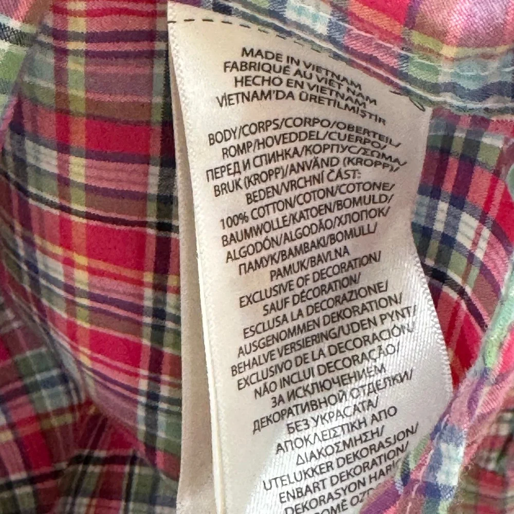 Ralph Lauren Button Down Kids Large (14-16) Pink Plaid Stretch Preppy Pony Logo